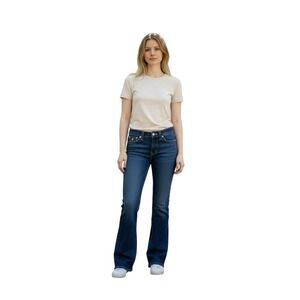 True Religion Jeans Women 27 Bootcut Flap Pocket Dark Wash Made‎ in USA